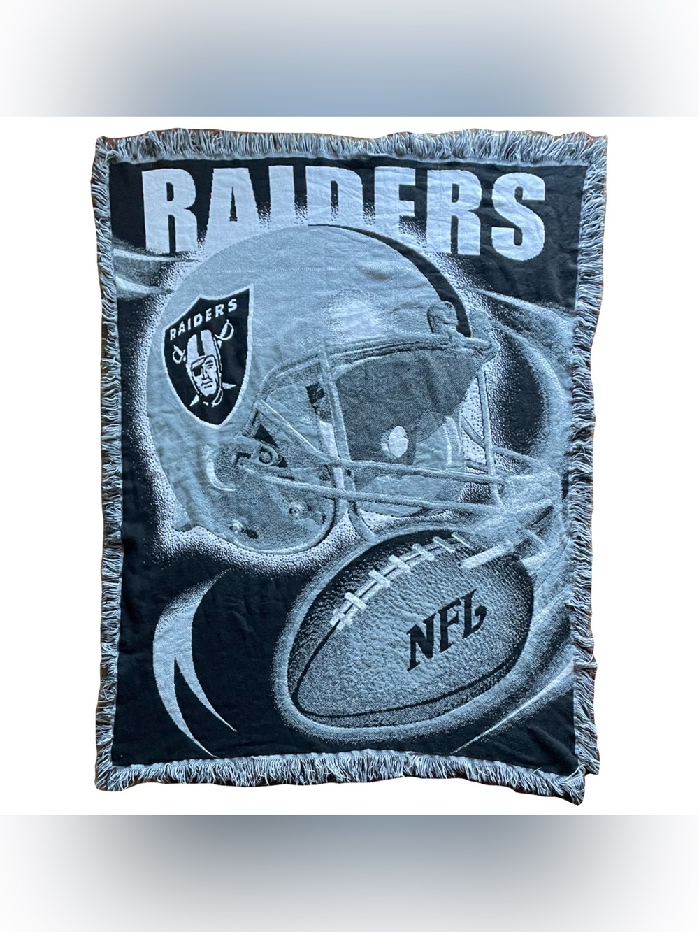 VTG Oakland Raiders Northwest Helmet Logo Tapestry Blanket Throw Made USA 45x58"